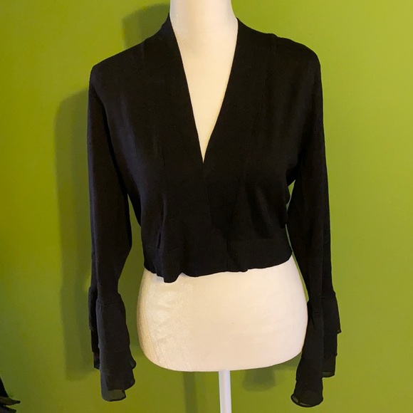 Calvin Klein women cardigan wit ruffle cuffs, size S/CH/P, color black - Picture 1 of 6